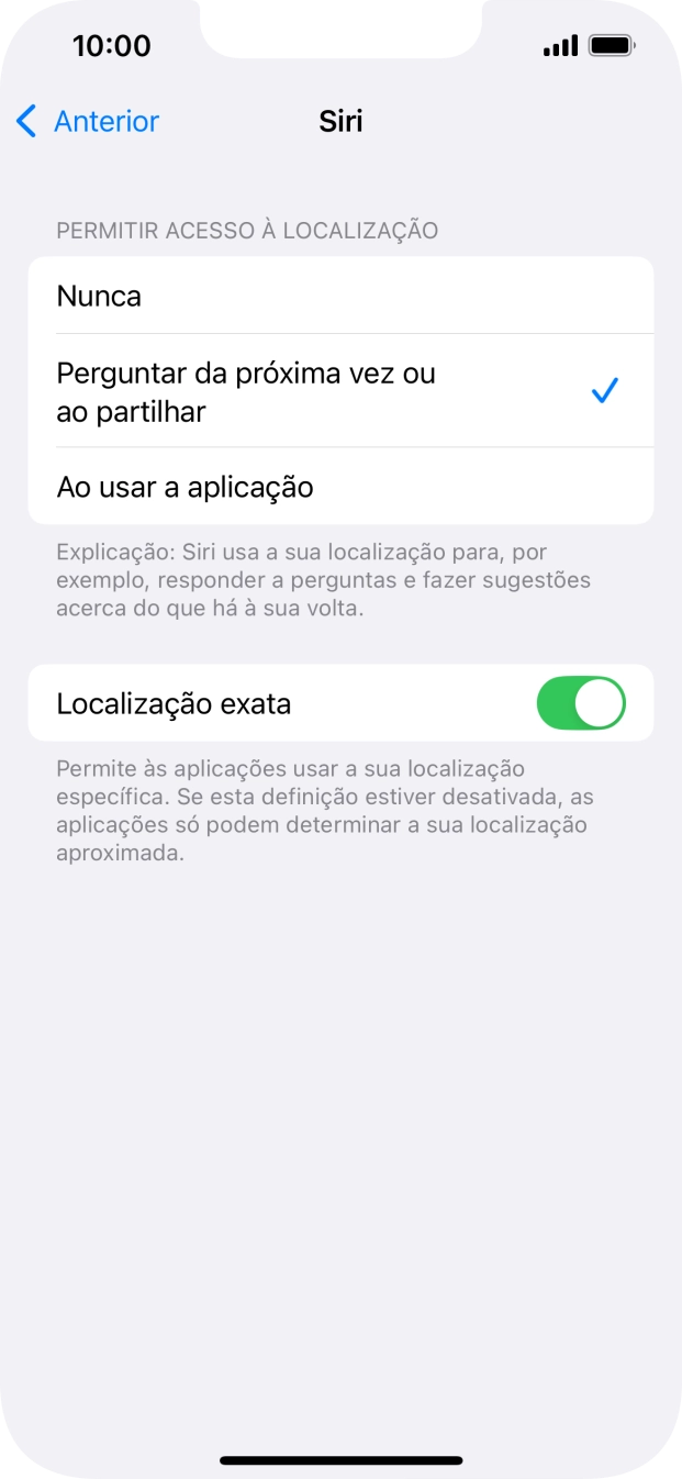 Prima a definição pretendida para ativar ou desativar a função.