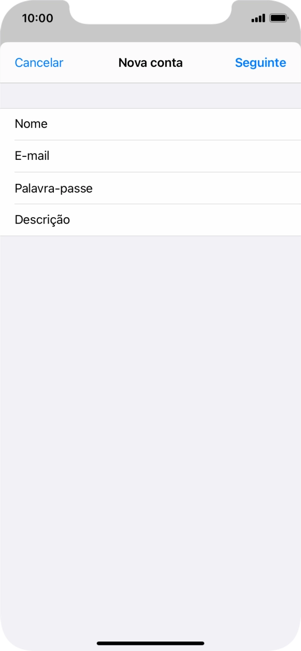 Prima Descrição e introduza o nome pretendido da conta de e-mail.