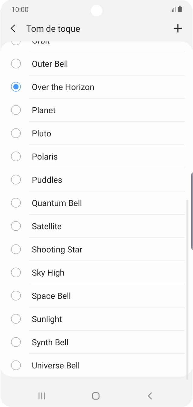Prima o ícone para adicionar um tom de toque.