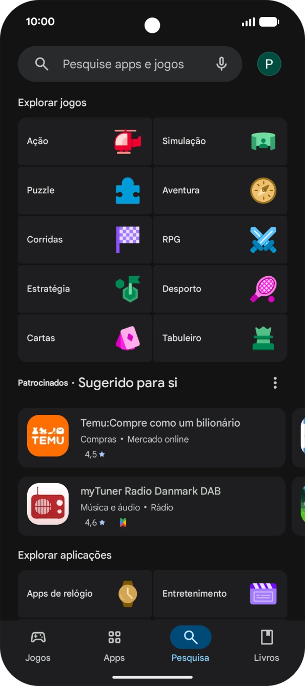 Prima a caixa de pesquisa.