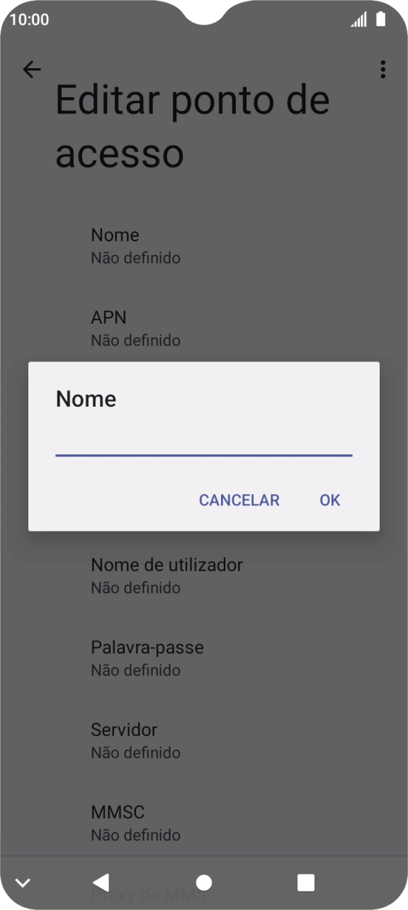 Introduza Vodafone Internet e prima OK.
