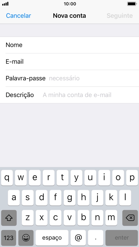 Prima Palavra-passe e introduza a password da sua conta de e-mail na Vodafone.