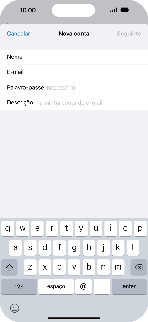 Prima Palavra-passe e introduza a password da sua conta de e-mail na Vodafone.