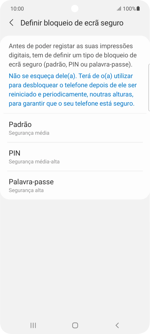 Prima o código de bloqueio do telefone pretendido e siga as indicações no ecrã para estabelecer um código de bloqueio adicional.
