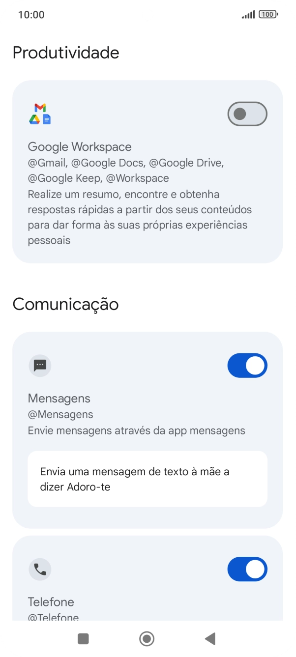 Prima o indicador junto à extensão pretendida para ativar a função.