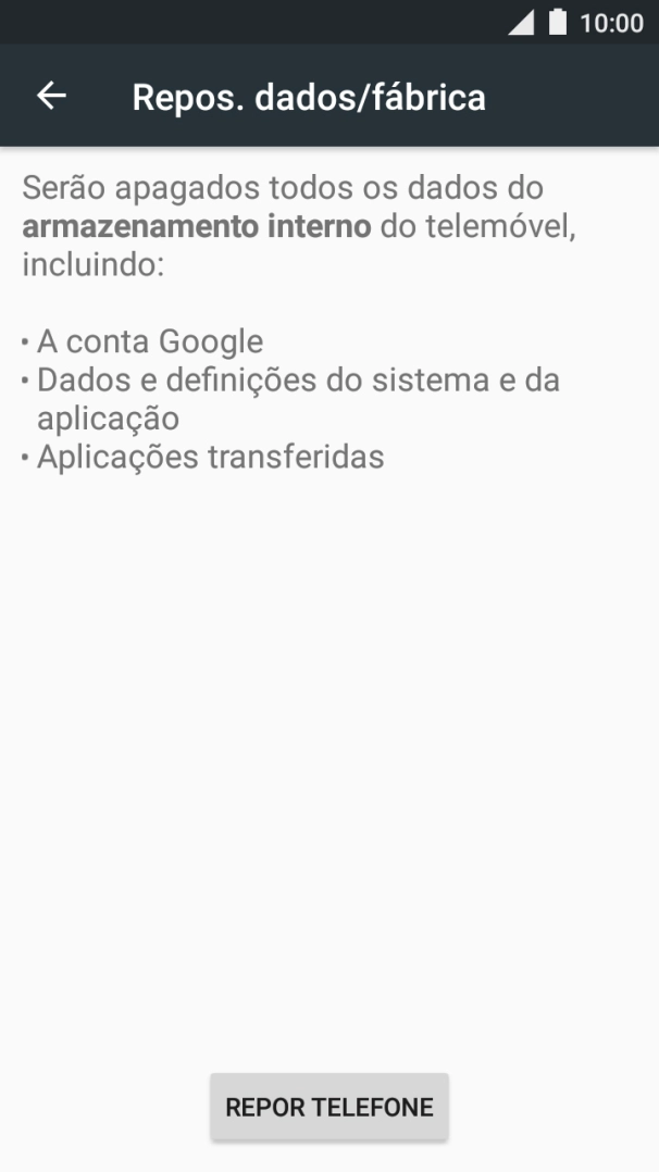 Prima REPOR TELEFONE.