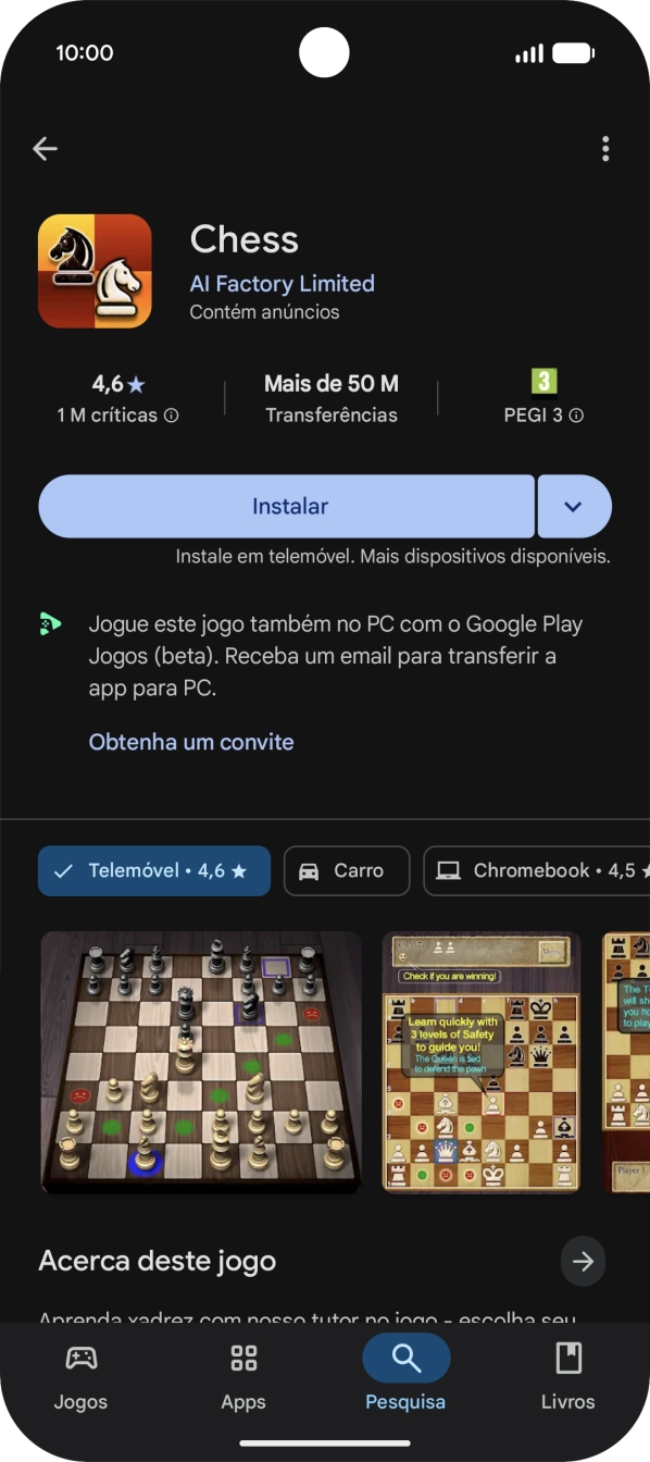 Prima Instalar e siga as indicações no ecrã para instalar a app.