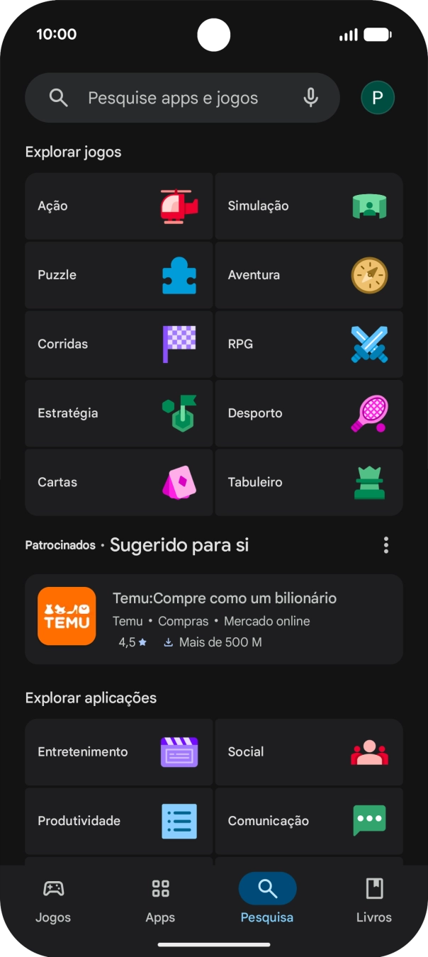 Prima a caixa de pesquisa.