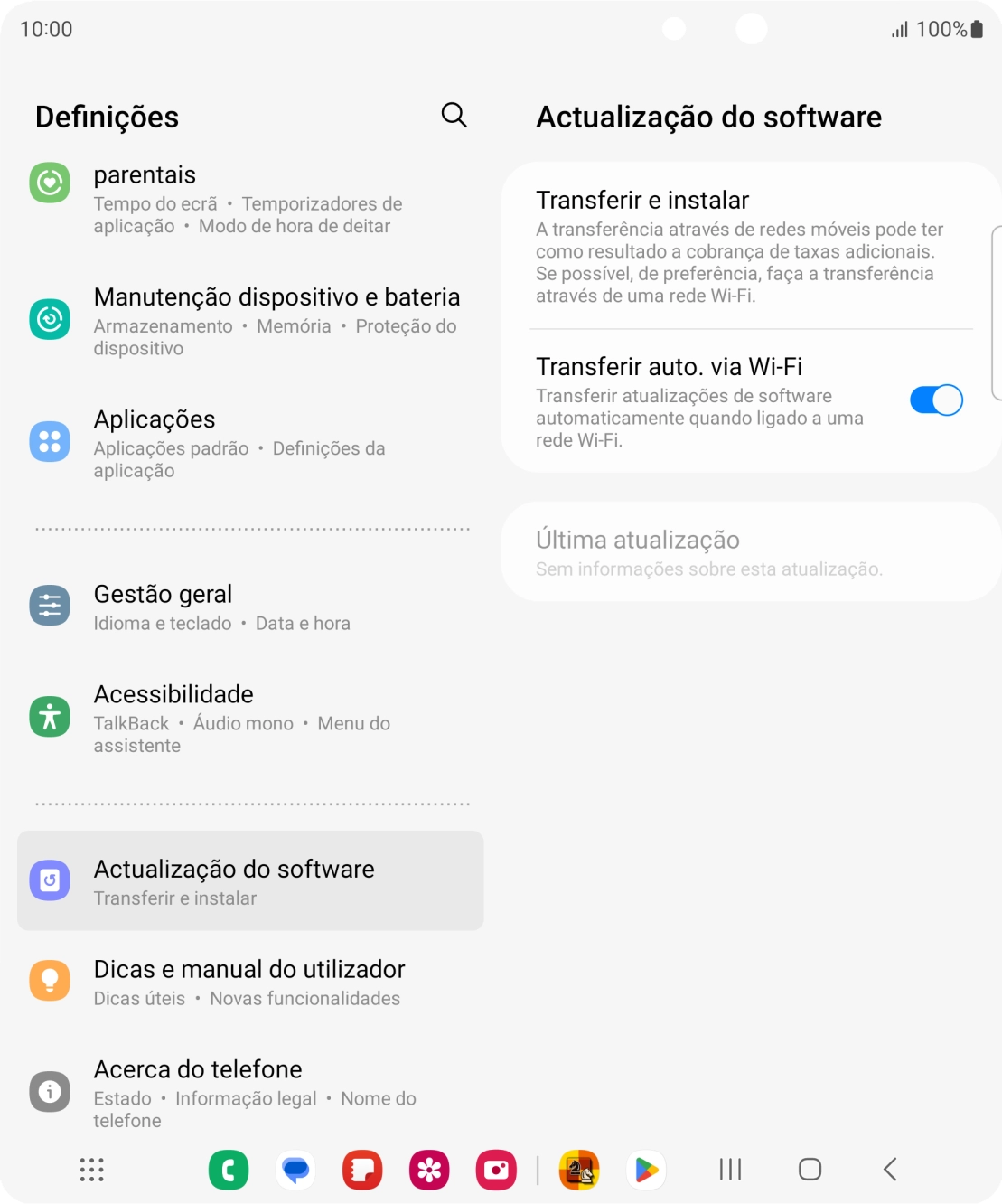 Prima Transferir e instalar. Se existir uma nova versão de software disponível, será agora indicado no ecrã. Siga as indicações no ecrã para atualizar o software do telefone.