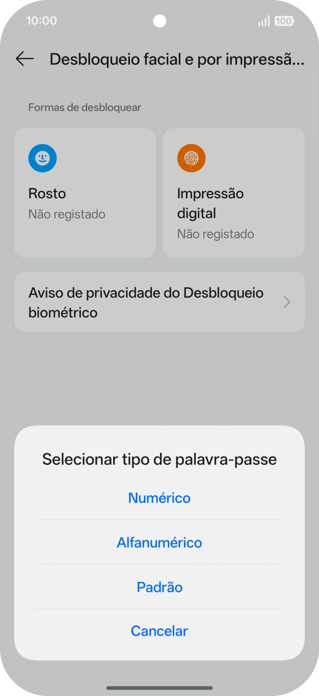 Prima o código de bloqueio do telefone pretendido.
