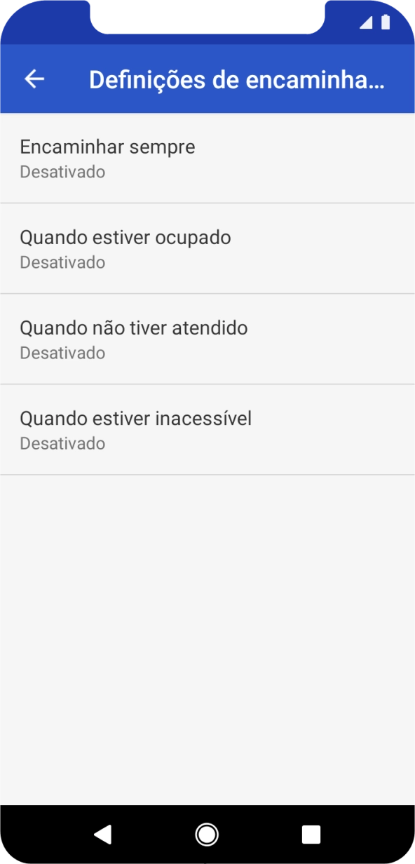 Prima o tipo de desvio pretendido.
