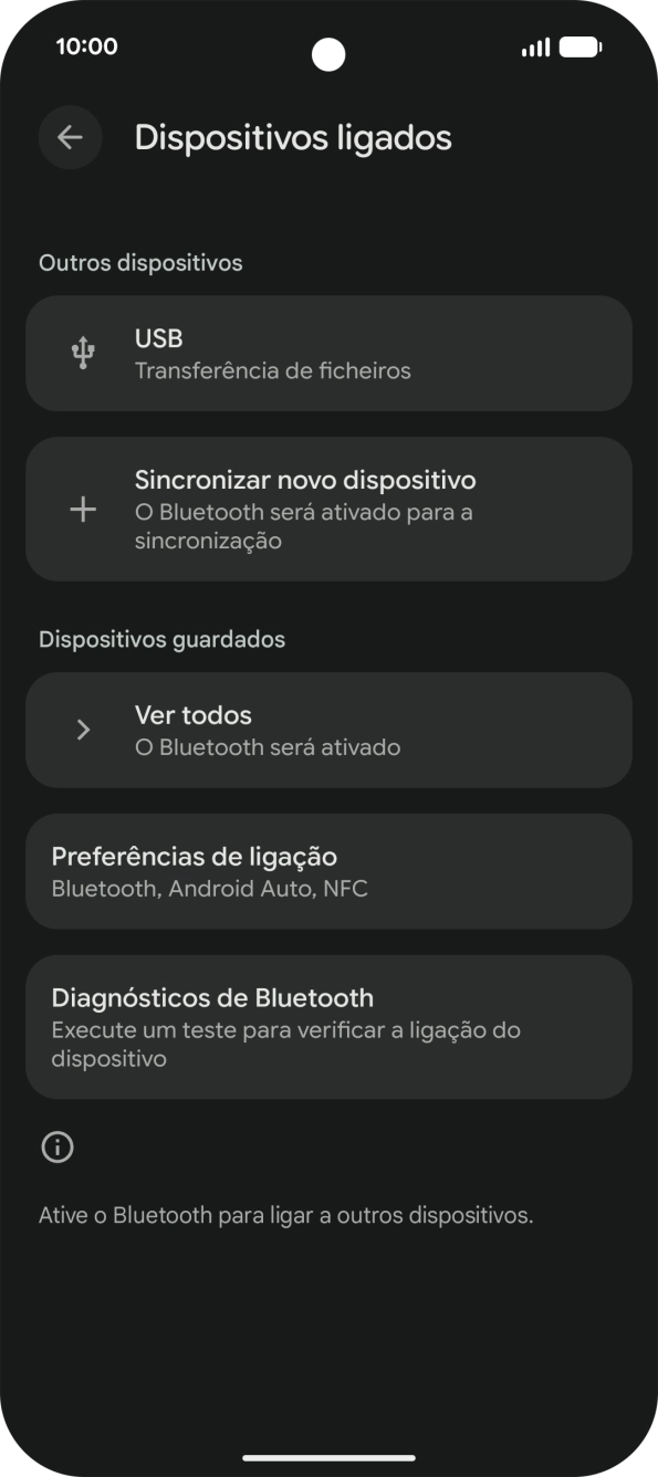 Prima Sincronizar novo dispositivo.