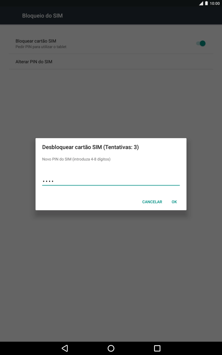 Introduza o seu código PIN e prima OK.