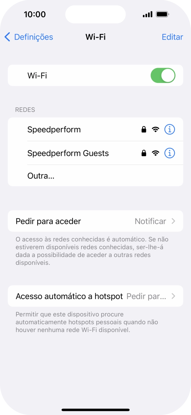 Prima a rede Wi-Fi pretendida e introduza a password da rede Wi-Fi.