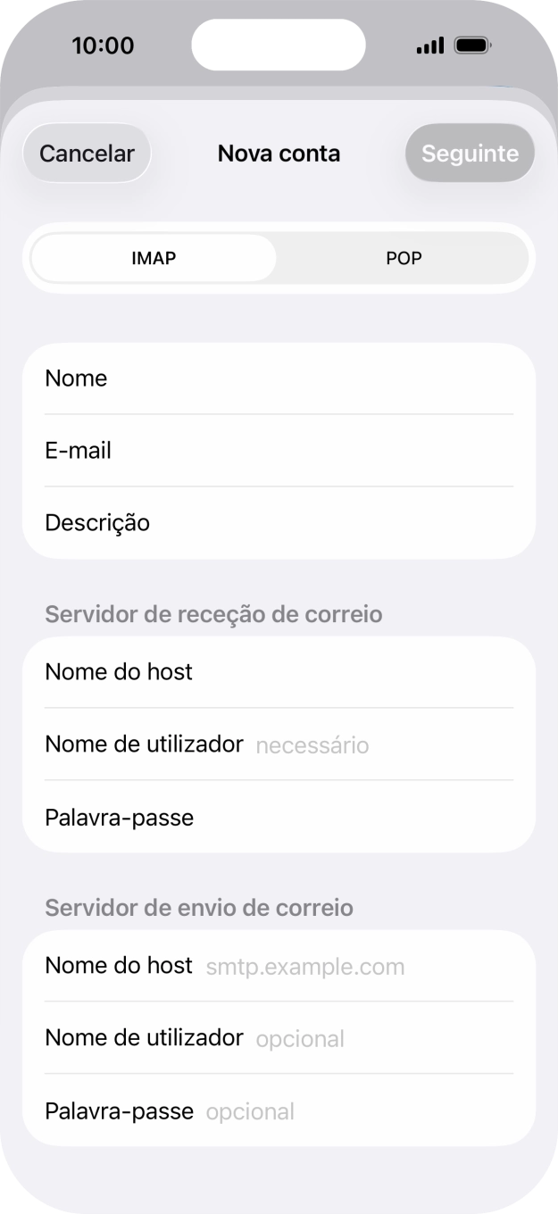 Prima Nome de utilizador e introduza o nome de utilizador da sua conta de e-mail.