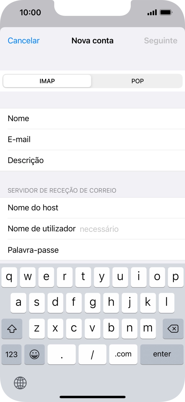Prima Nome de utilizador e introduza o nome de utilizador da sua conta de e-mail na Vodafone.