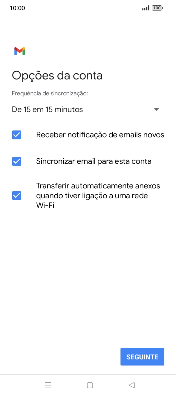 Se o ecrã mostrar esta imagem, a sua conta foi identificada e configurada automaticamente. Siga as indicações no ecrã para introduzir informações adicionais e concluir a configuração.