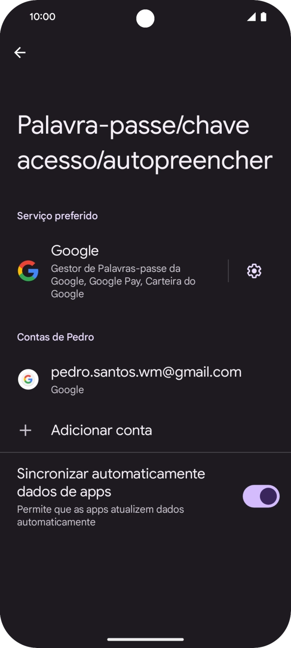 Prima Adicionar conta.