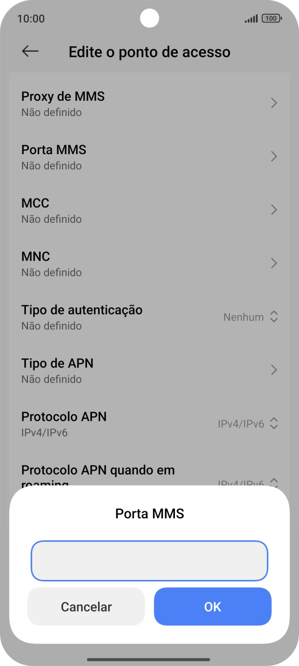 Introduza 80 e prima OK.