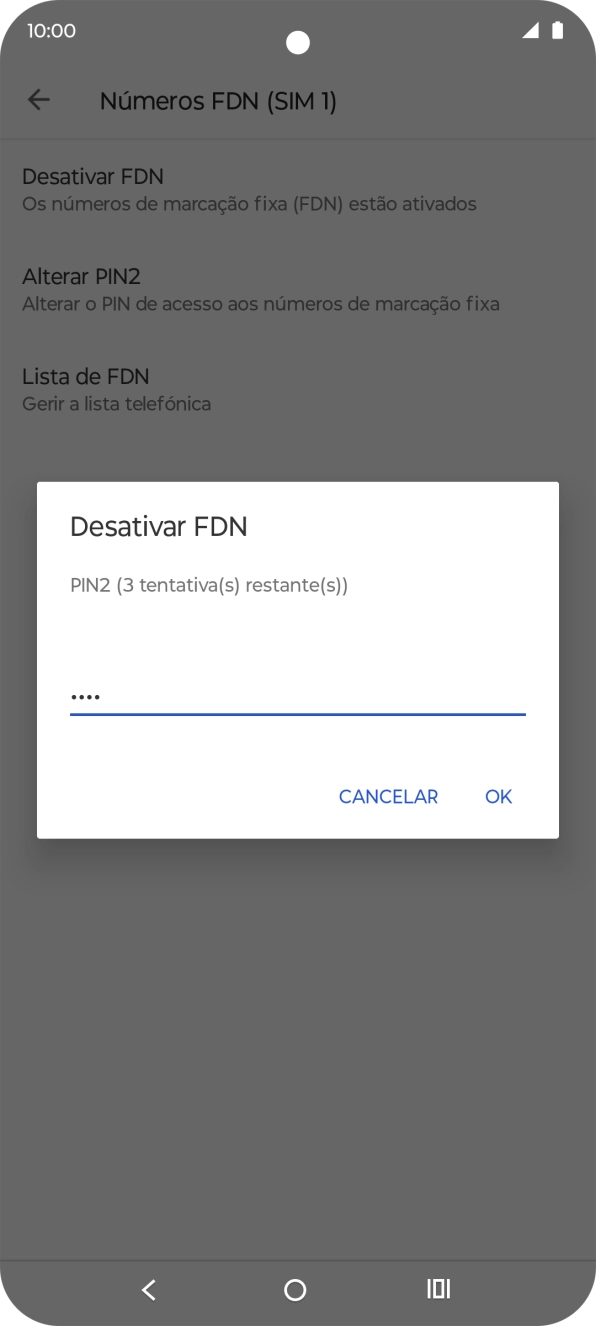 Introduza o código PIN2 e prima OK.
