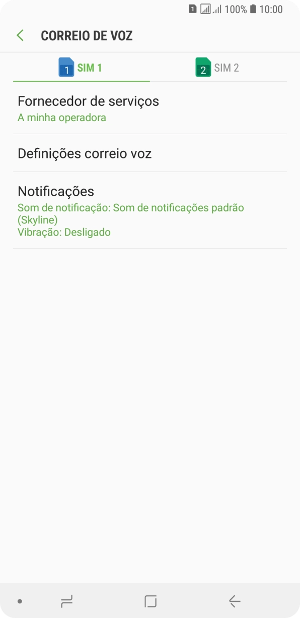 Prima o cartão SIM pretendido.
