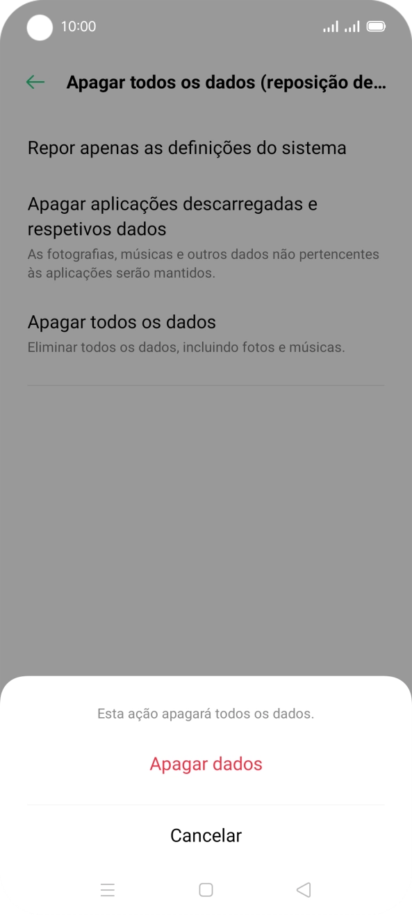 Prima Apagar dados.