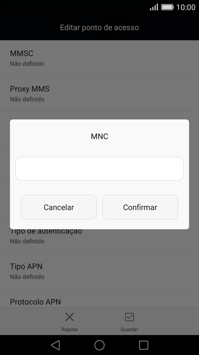 Introduza 01 e prima Confirmar.