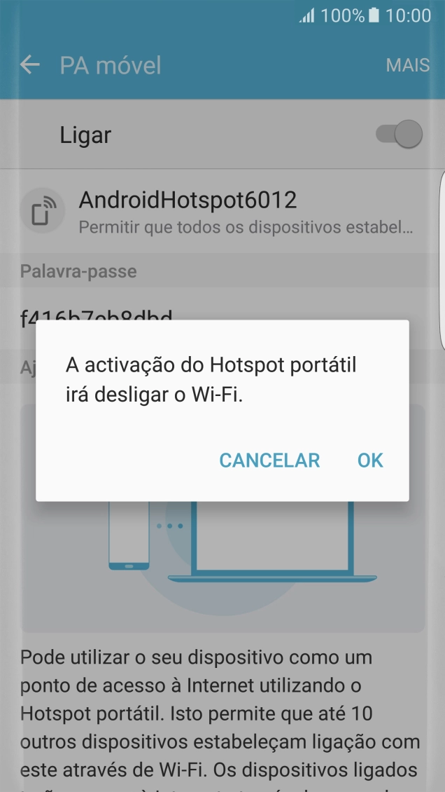 Se o Wi-Fi estiver ativado, prima OK.