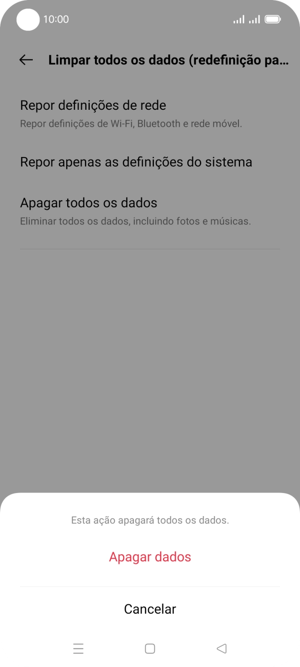 Prima Apagar dados.