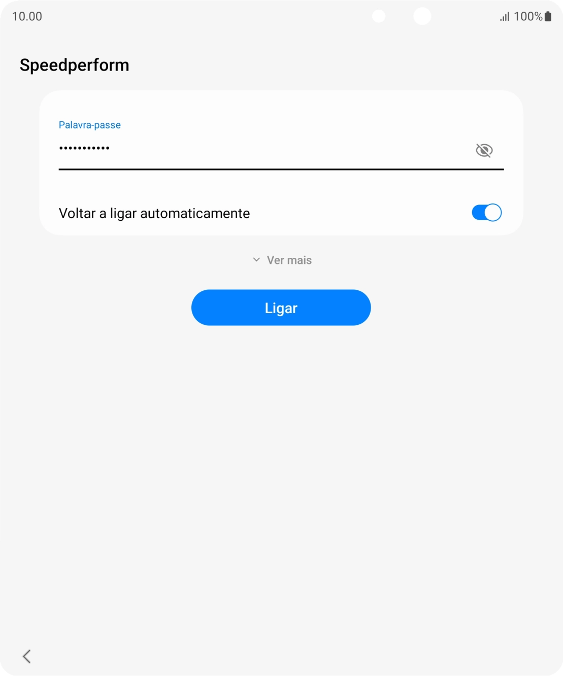Introduza a password da rede Wi-Fi e prima Ligar.