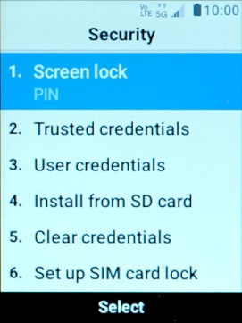 Select Screen lock and key in the current phone lock code.