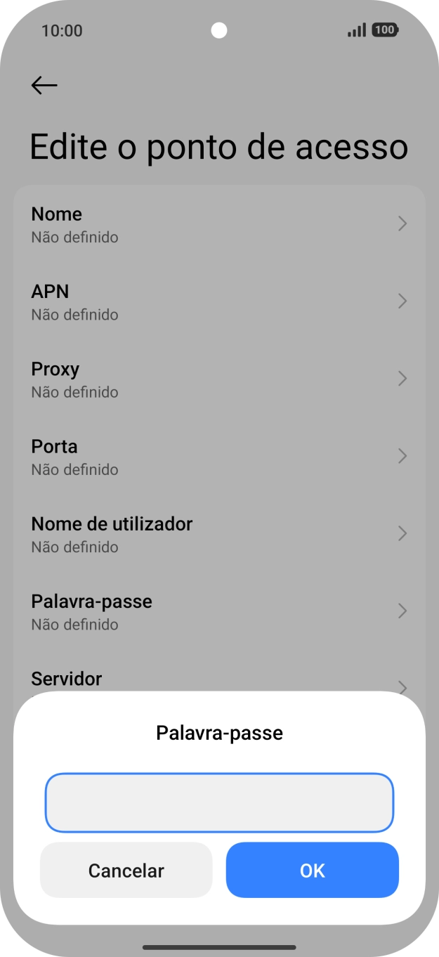 Introduza vodafone e prima OK.