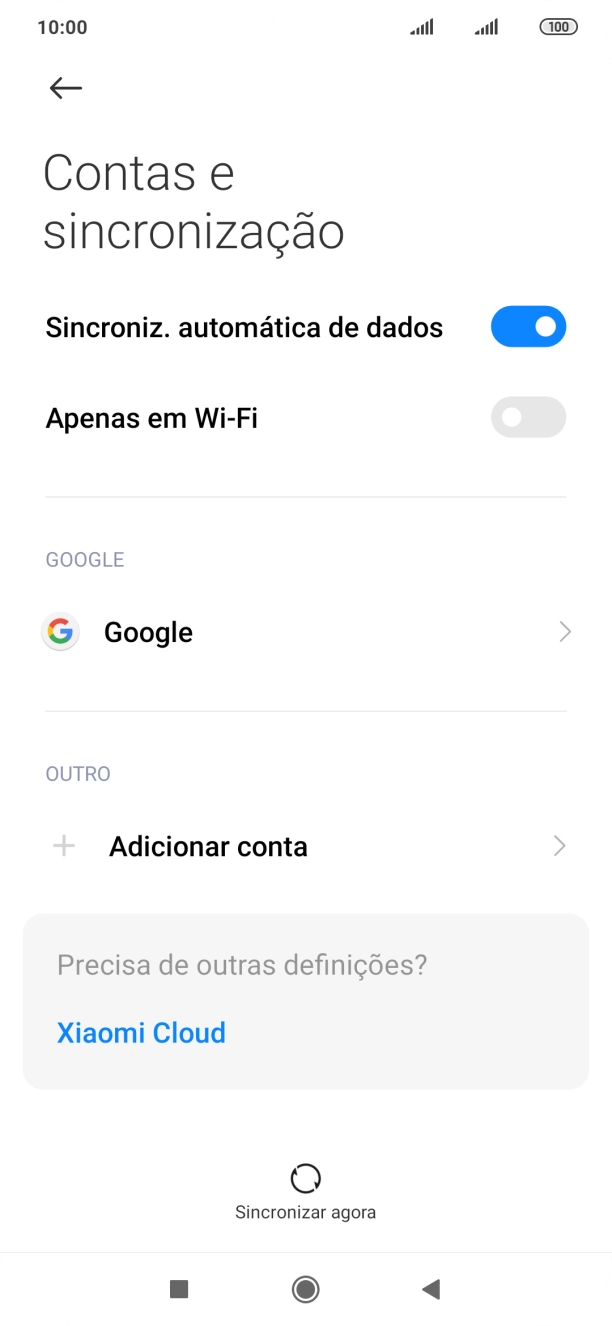 Prima Adicionar conta.