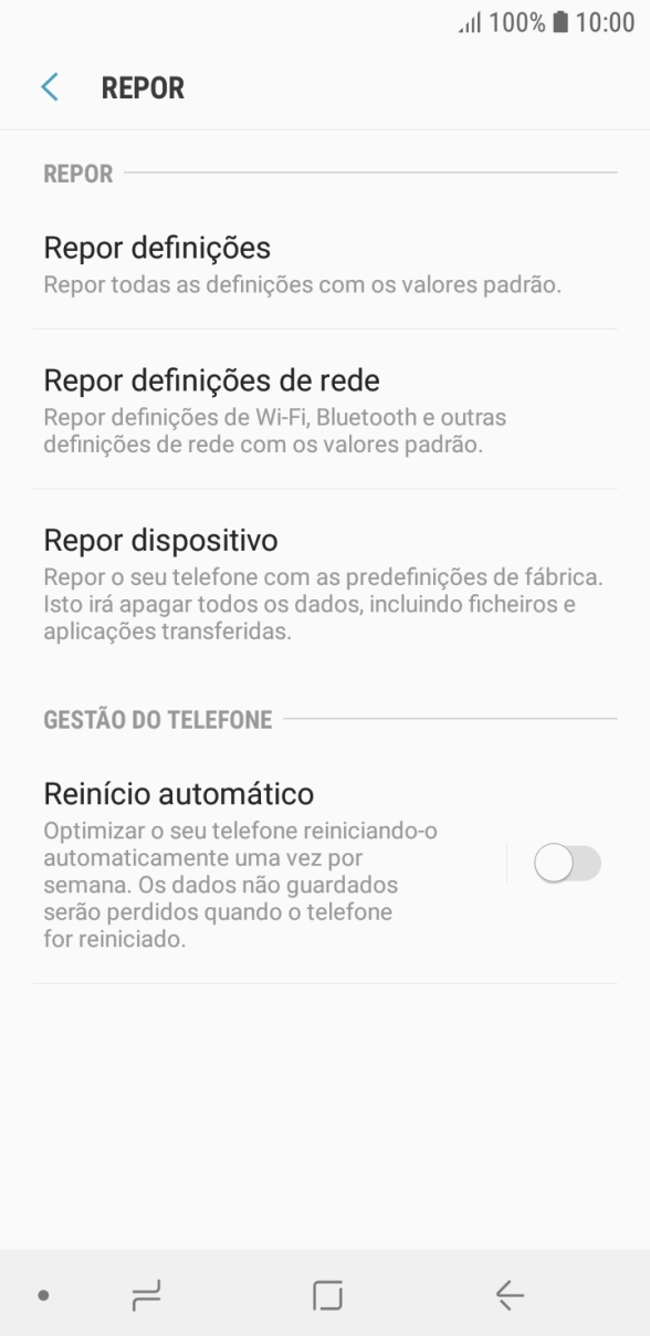 Prima Repor dispositivo.