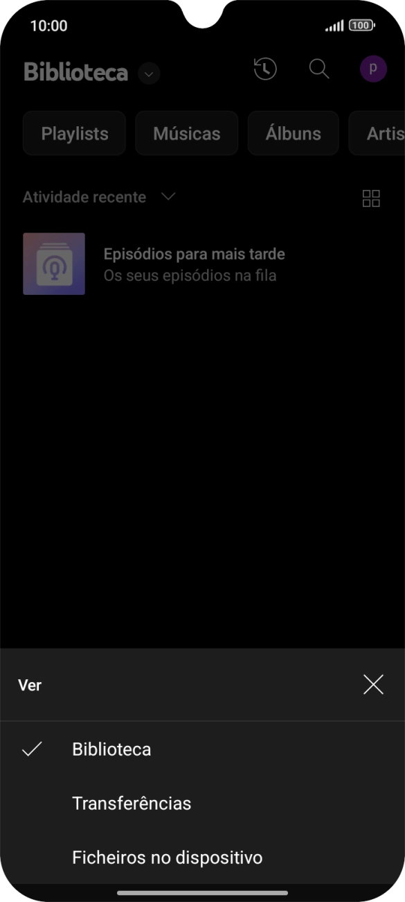 Prima a categoria pretendida e dirija-se ao ficheiro de música pretendido.