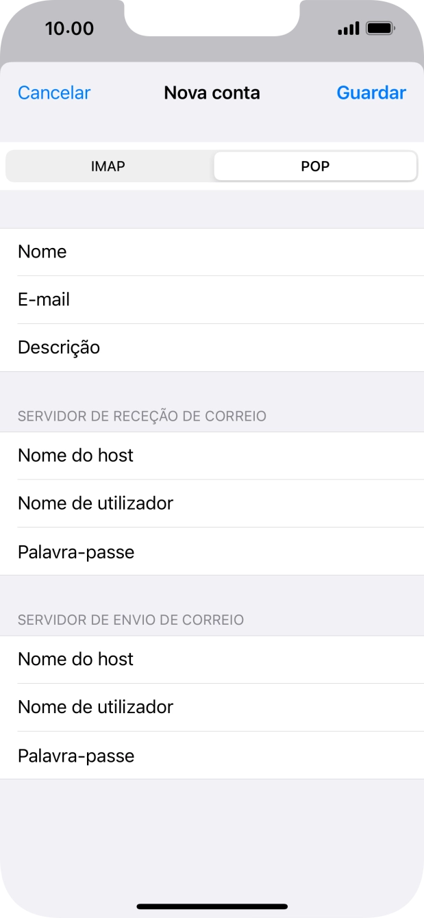 Prima Guardar. A sua conta de e-mail está agora configurada. Se pretender escolher definições adicionais para o servidor de receção e envio, siga os passos seguintes.