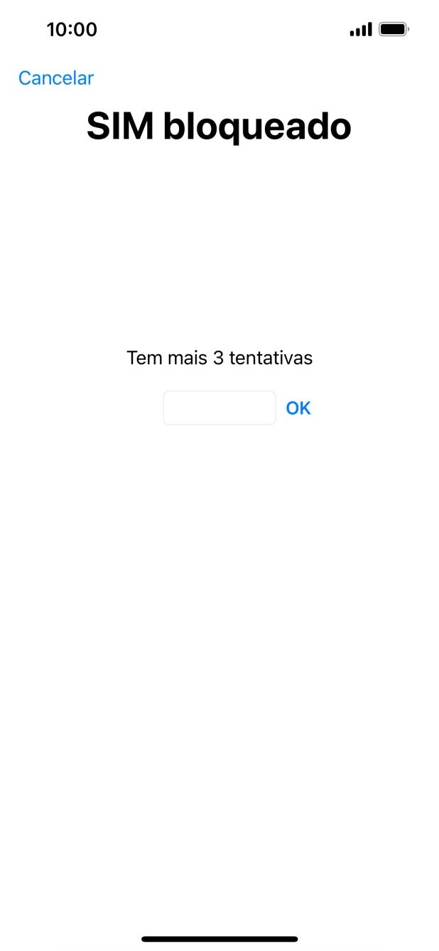 Se o cartão SIM estiver bloqueado, deve introduzir o código PIN e premir OK.