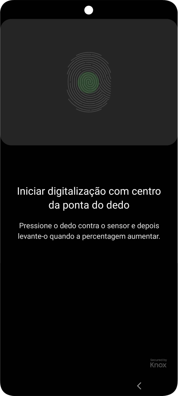 Siga as indicações no ecrã para definir a impressão digital como código de bloqueio.