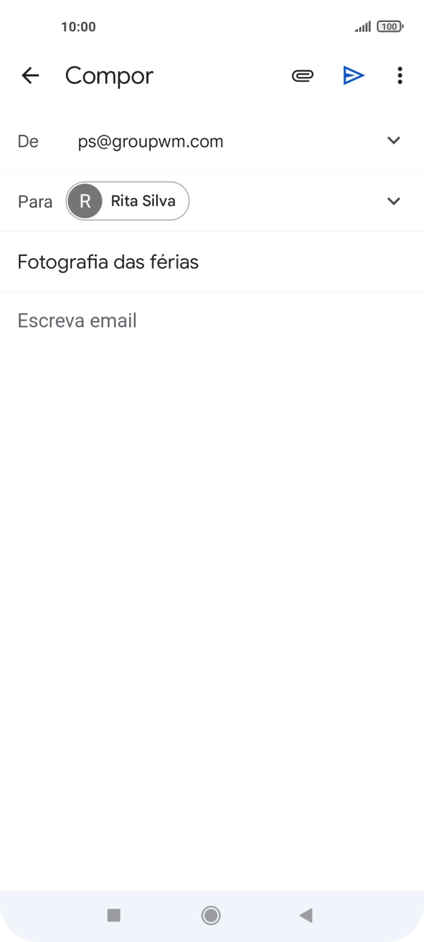 Prima o campo de escrita e escreva o texto do e-mail.