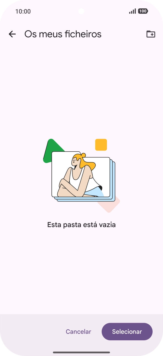 Se quiser criar uma nova pasta, prima o ícone de nova pasta e siga as indicações no ecrã para criar uma nova pasta.