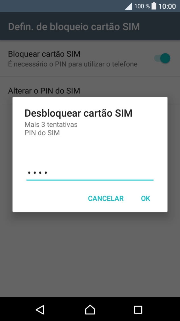 Introduza o seu código PIN e prima OK.