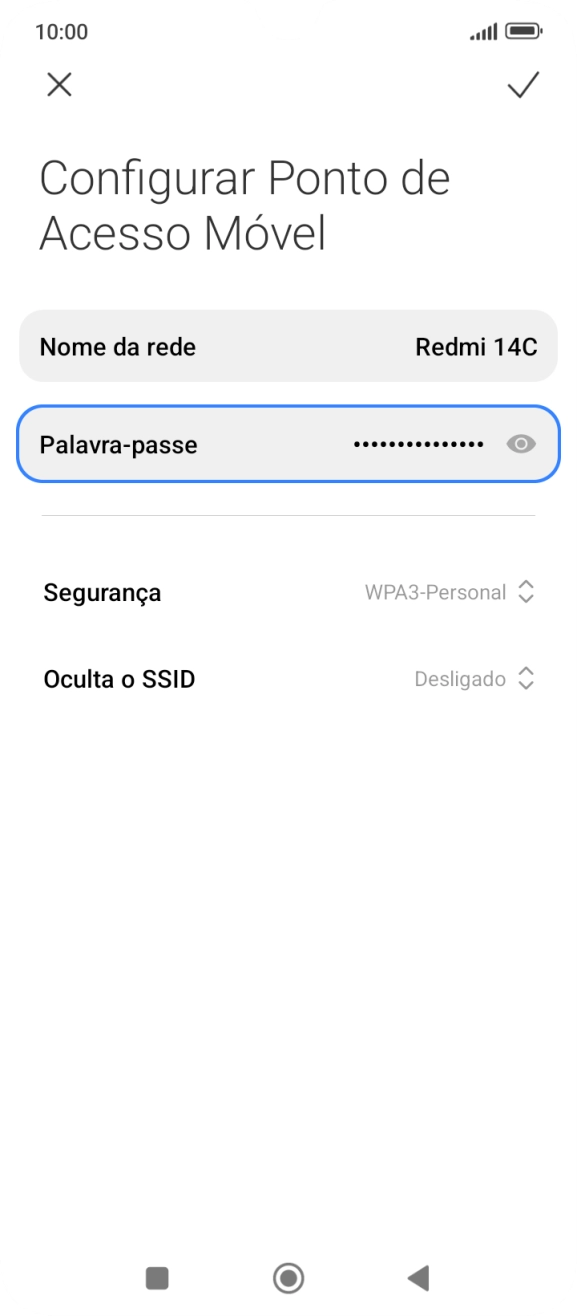 Prima Palavra-passe e introduza a password pretendida.