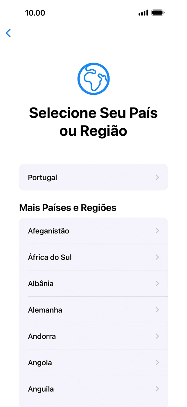 Prima a área ou país pretendido.
