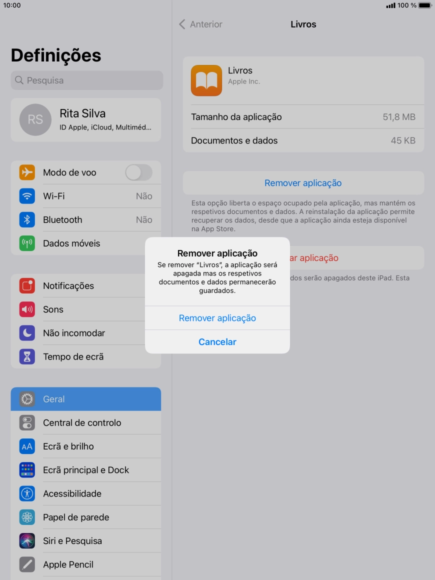 Prima Remover aplicação.