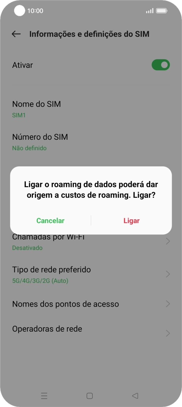 Se ativar a função, prima Ligar.