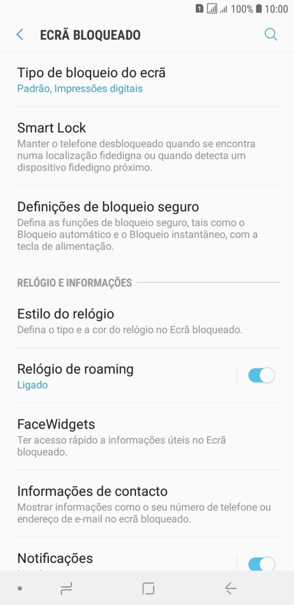 Prima Tipo de bloqueio do ecrã e introduza o código de bloqueio do telefone adicional.