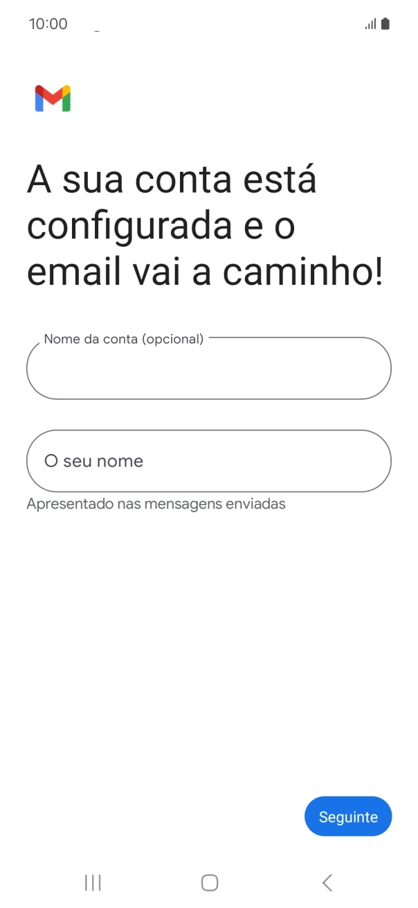 Prima Nome da conta (opcional) e introduza o nome pretendido da conta de e-mail.