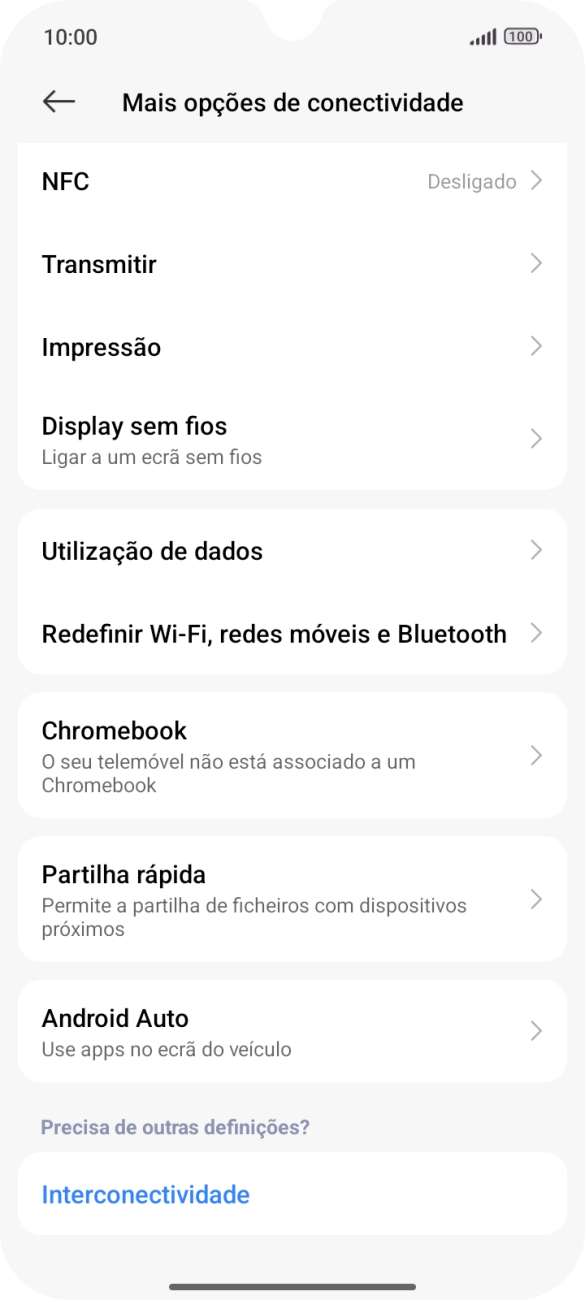 Prima Redefinir Wi-Fi, redes móveis e Bluetooth.