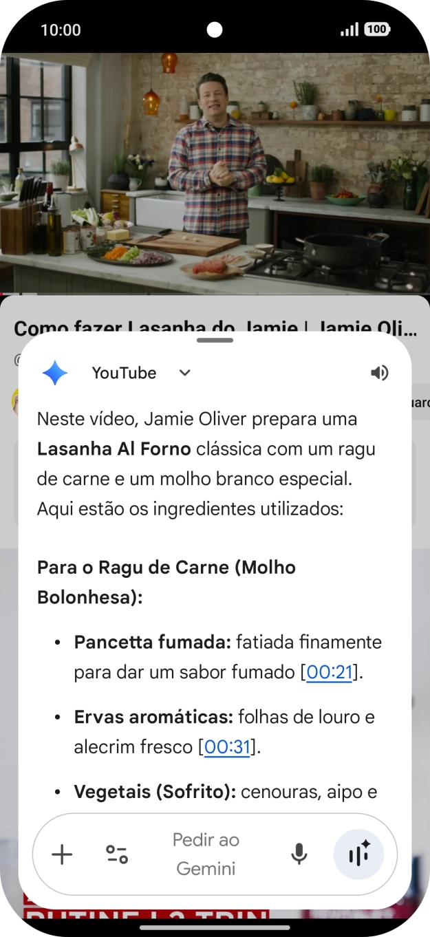 A resposta da Gemini à sua pergunta é agora mostrada no ecrã.