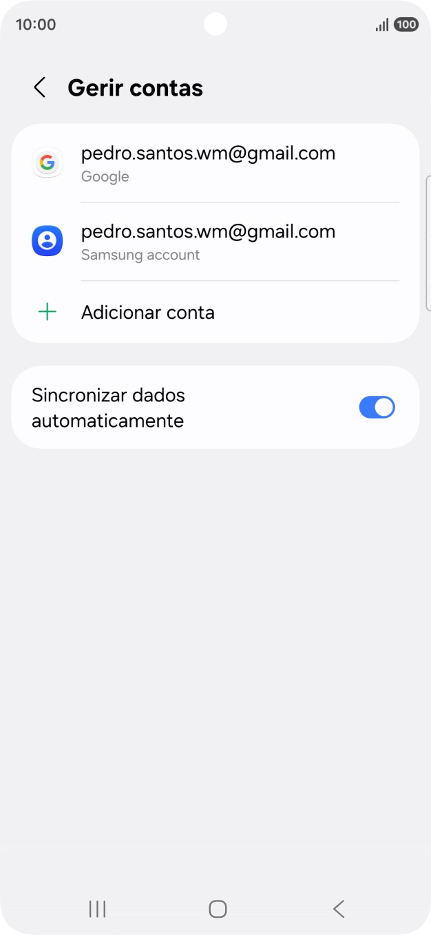 Prima Adicionar conta.